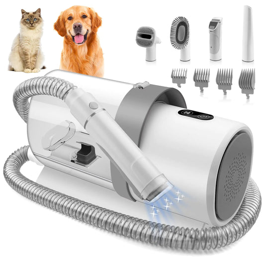YikTOL Dog Grooming Kit for Pet Include 4 Hair Clipper Combs 2.5L Vacuum Cleaner and 5 Pet Grooming Tools for Shedding Low Noise for Home Cleanning