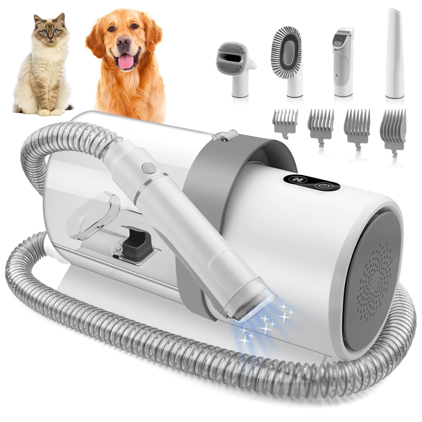 YikTOL Dog Grooming Kit for Pet Include 4 Hair Clipper Combs 2.5L Vacuum Cleaner and 5 Pet Grooming Tools for Shedding Low Noise for Home Cleanning