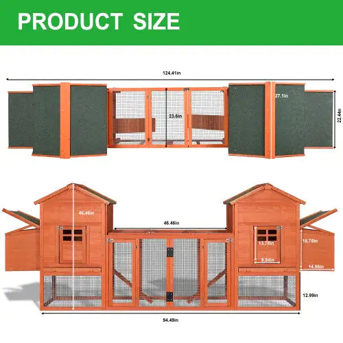 124 Inch Large Hen Cage Rabbit House With Ventilation Door